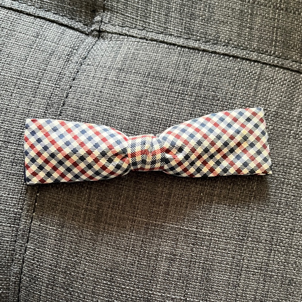 Vintage Classic Checkered Plaid Clip-on Bow Tie